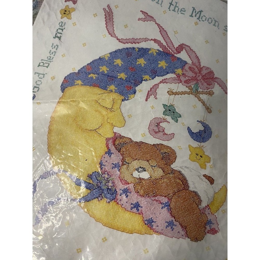 Bucilla Mr Moon & Me crib cover crosstitch kit 41194 blanket only - Picture 2 of 7